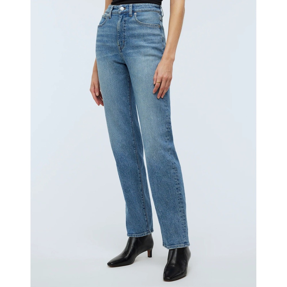Madewell‎ 90s Straight High Rise Medium Wash Blue Stretch Denim Jean Pants 28